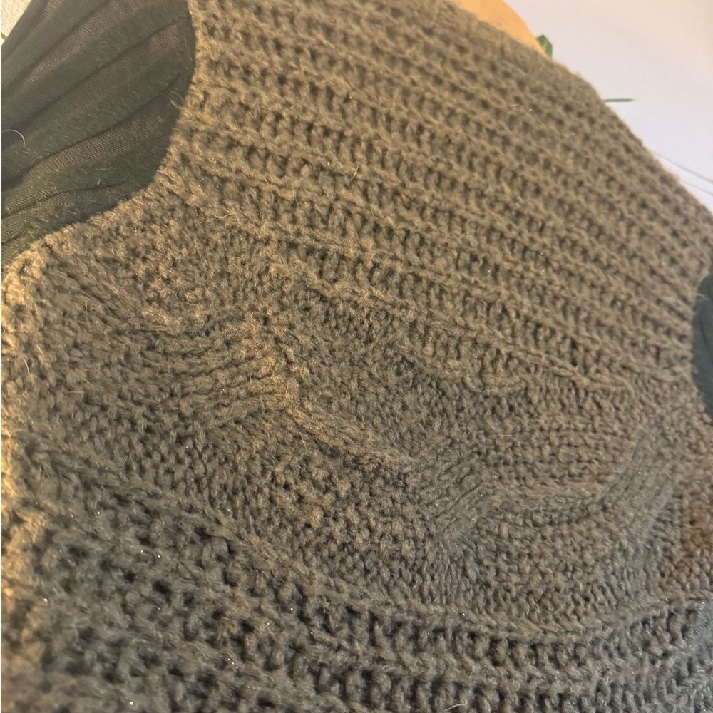Vera Wang Olive Green Draped Knit Women's Sweater - Picture 5 of 5